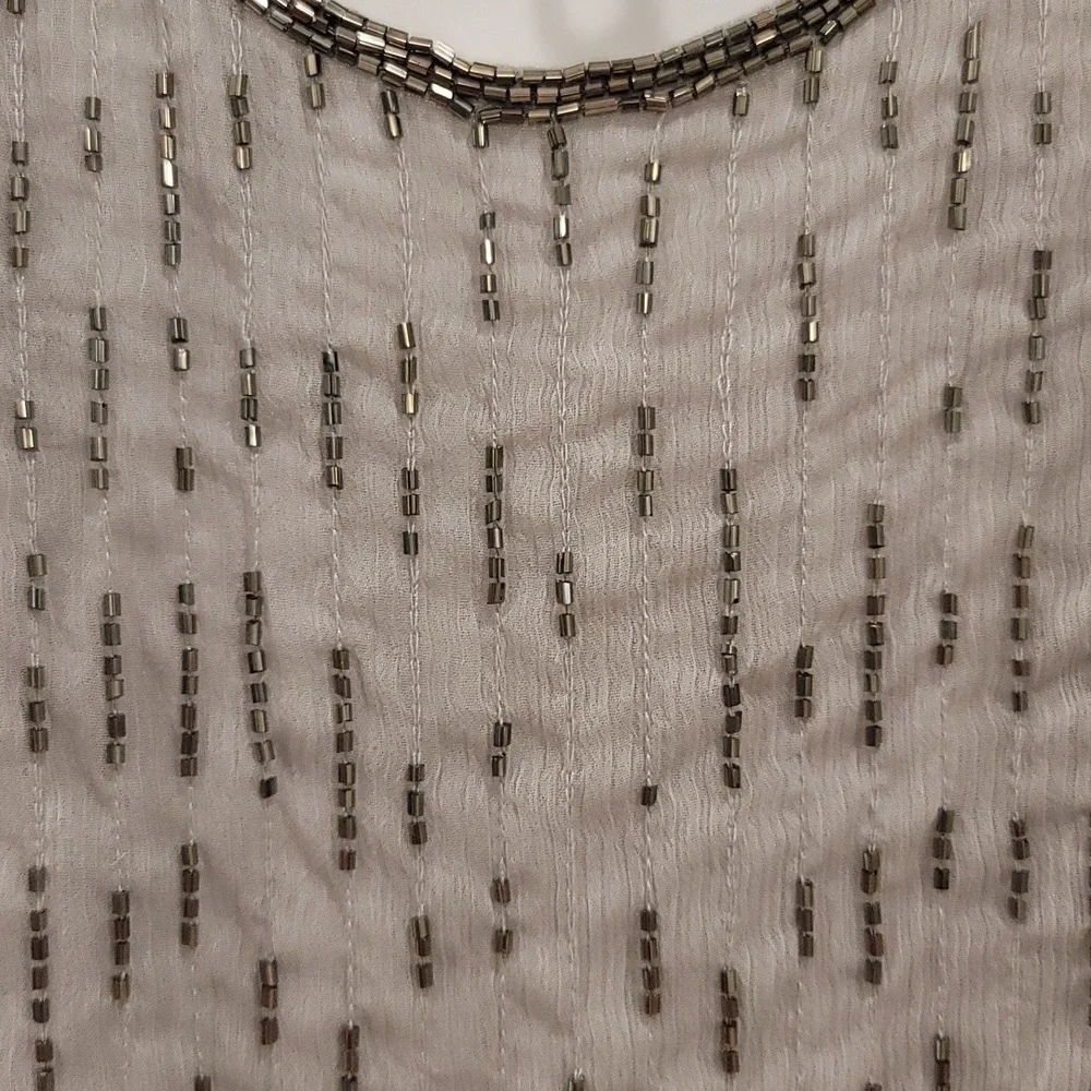 Free People Beauty Light Gray Beaded Sleeveless Romper - Size 4